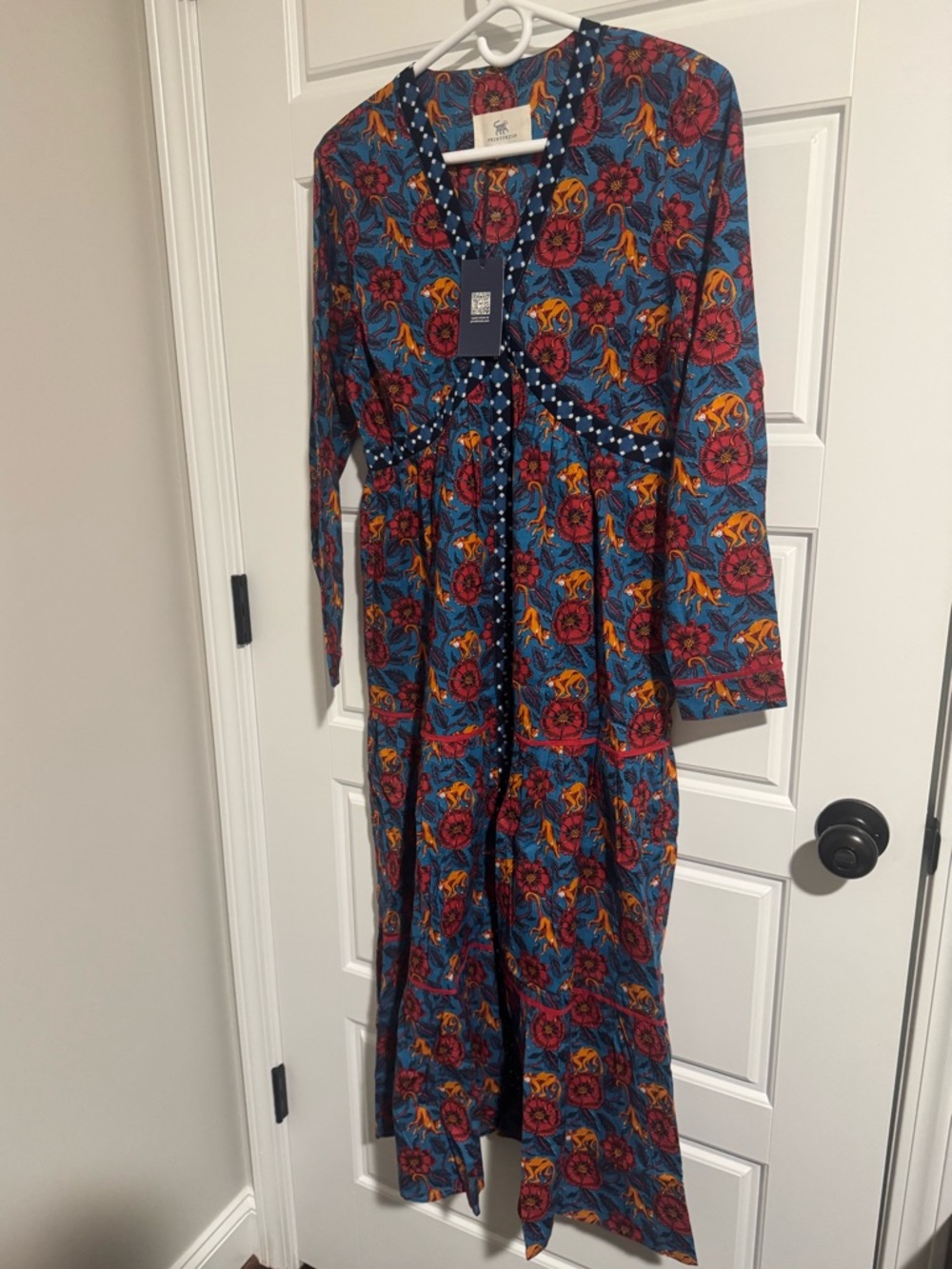 NWT Printfresh Make the Moment Long Sleeve Cotton Dress, Touch the Sky, Size S